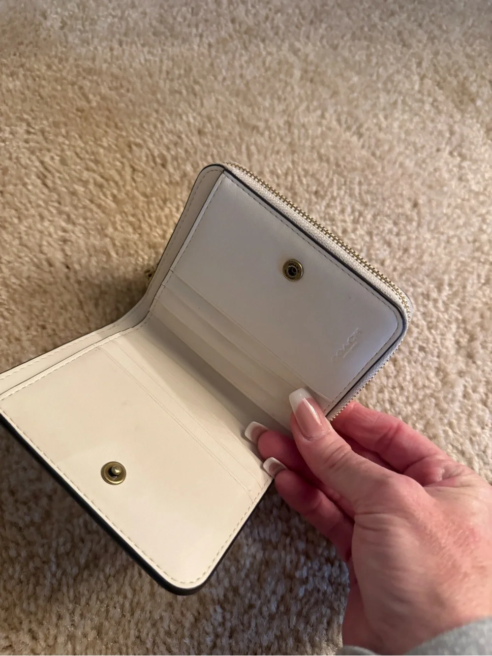 Coach- White Cherry Print Zip Wallet - Picture 2 of 3